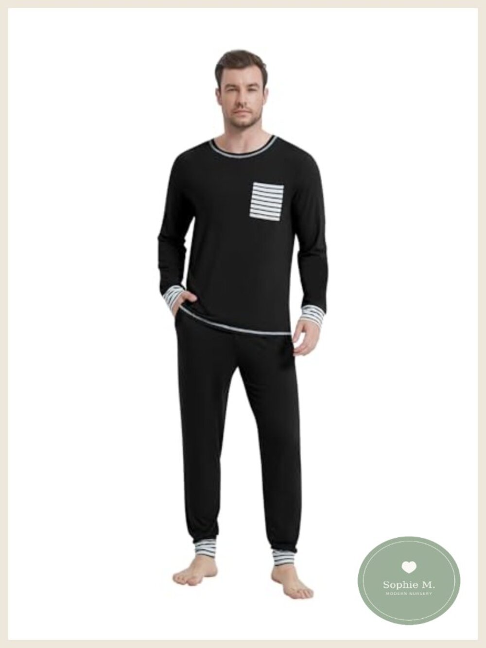 Men's Bamboo Viscose Pajama Set Long Sleeve Sleepwear Lounge Set
